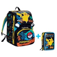 ZAINO SCUOLA SDOPPIABILE BIG POKEMON SEVEN + ASTUCCIO 3 ZIP