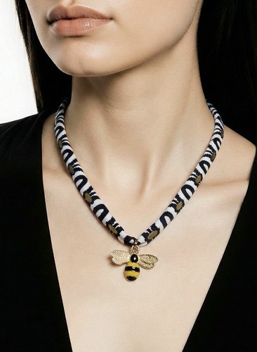 Collana nera bianca oro - nera, e