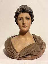 ANTICA SCULTURA DAMA DONNA 800 MEZZO BUSTO EPOCA ARTE ANTICA