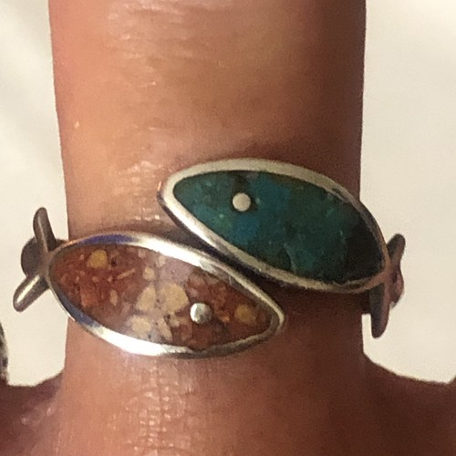 Anello due pesci argento