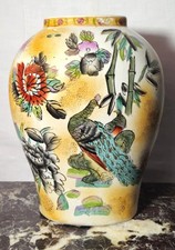 Vaso portafiori in porcellana cinese- Decoro floreale, arte orientale XX sec