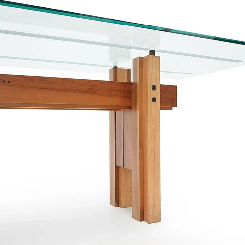 Tavolo legno vetro design - vetro,
