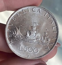 500 LIRE 1960 CARAVELLE ARGENTO SILVER FIOR DI CONIO UNCIRCULATED