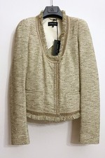 Patrizia Pepe giacchina blazer donna tweed boucle color oro verde oliva beige 40