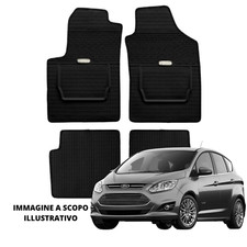 4 TAPPETI TAPPETINI IN GOMMA PER FORD C-MAX 10> NERO CON FERMI