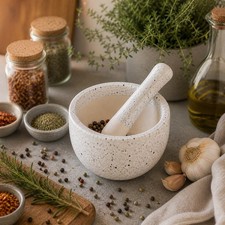 Mortaio con pestello bianco