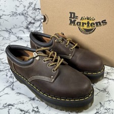 Scarpe DR MARTENS marrone scuro 8053 Quad II Crazy Horse in pelle con plateau UK9,5 nuove con scatola
