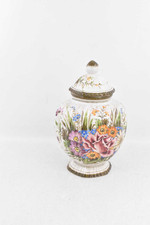 Vaso Ceramica Bassano Dipinto A Mano Con Coperchio H 31 Cm