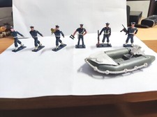 6 Soldatini Marinai cloni Starlux in plastica dipinti anni 80 altezza 4,5cm 