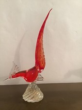 SCULTURA VETRO SOMMERSO MURANO ROSSO GALLO PAVONE