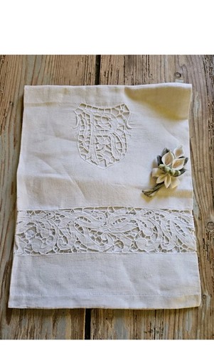 1900 asciugamano lino ricamato - asciugamano,