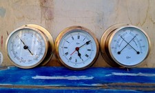 Tris Strumentazione Da Barca BARIGO Vintage Orologio Barometro Termo/Igrometro 