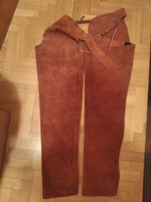 Chaps western in pelle scamosciata con zip laterali