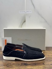 Santoni Mocassino Summer Walk Suede Nero Luxury Santoni Scarpe Uomo 40