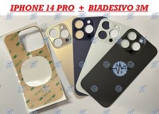VETRO POSTERIORE APPLE IPHONE 14 PRO VIOLA NERO BIANCO ORO BIG HOLE BIADESIVO 3M