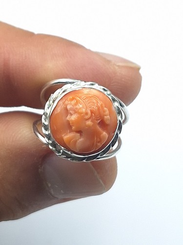 Anello cameo vero corallo - anello,