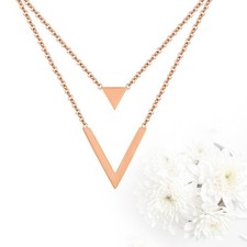  Collana con ciondolo a V a doppio triangolo stile semplice alla moda Catena a