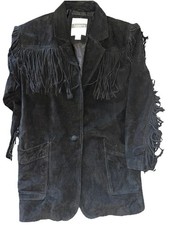 GIACCA IN PELLE SCAMOSCIATA, FRANGE NERE 2X 