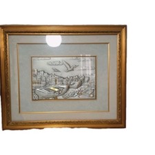 QUADRO In Rilievo  ARGENTO 925 Cornice In Oro 49x59