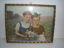 Stampa cornice d'epoca bimbe bambine