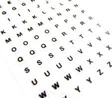 8.5mm Nero Lettere su Trasparente Etichette, Autoadesivo Alfabeto Adesivi -