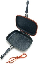 Bavaria Doppia Padella 36 Cm Rivestita in Pietra Lavica con Piastra Antiaderente