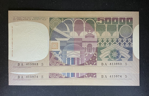 Italy 50000 lire volto di - lire,