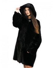 Black mink full leather coat