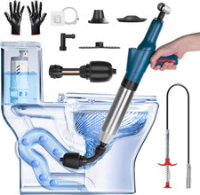 Pompa Stura Scarichi a Pressione Stantuffo per WC Sturalavandini Ad Aria Compres