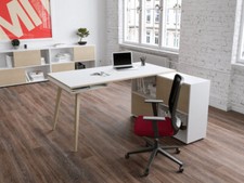 Scrivania con libreria contenitore ante smart working ufficio casa home office