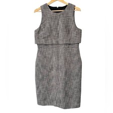 J. Abito tubino Crew bianco e nero in tweed testurizzato foderato taglia 14