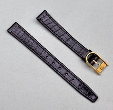 ZENITH CINTURINO OROLOGIO VINTAGE VERO COCCODRILLO MARRONE SCURO - USATO !