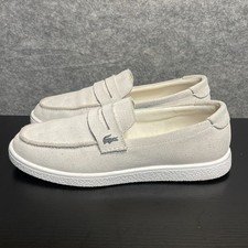 Mocassini Lacoste Cochet uomo 8,5 bianco sporco scamosciato slip on scarpe comode casual