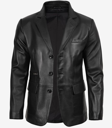 Blazer uomo nero pelle con - nero,
