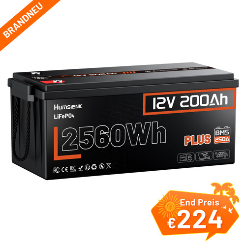 Humsienk 12v 200ah 2560wh - 200ah,