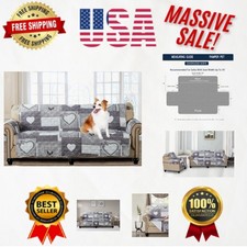 Slipcover Reversibile Grigio Cuore Love - Protezione Accogliente per Divani Oversize