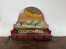 COUNTRY CORNER - TABLEAU PORTE-MANTEAUX BOIS  COURCHEVEL AVION SKI DÉCO MONTAGNE