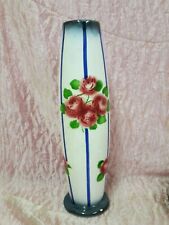 Vaso ceramica righe blu e rose