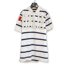 Polo Kappa Italia Vintage bianca a righe blu - Taglia M uomo