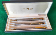 Penna Parker Sonnet Cisele Made in USA Argento Sterling Oro Lotto SET 3 Penne