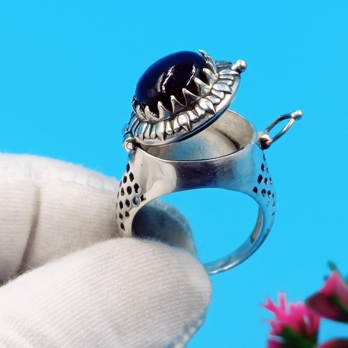 Anello veleno onice nera fatto