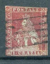 Antichi stati - 1857 Francobolli Toscana 1 Crazia Carminio Usato 