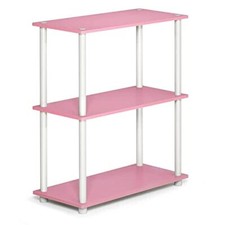 Furinno Libreria Bassa a 3 ripiani Pink/White Tubi tondi