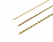 Collana maglia torsione catena corda Italia oro giallo 14 kt 1,5mm-2mm cavo 16"-30"