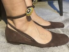 Ballerina Marni In Camoscio Marrone Con Allacciatura Fiori