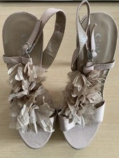 Sandali decolte donna eleganti sera cerimonia tacchi 12 Cm alti casual beige 39