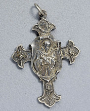 Croce devozionale votiva in argento con la Benedizione di San Francesco sacra
