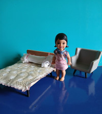 "MATTEL" sorella Barbie "Shelly Kelly Doll" 1994, h.10 cm.+ mini letto, poltrona