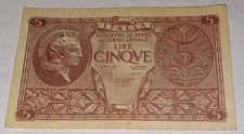 Italy  5  Lire  23.11.1944