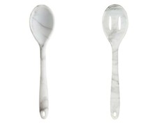 Set 2 Mestoli in Silicone PREMIER: Cucchiaio + Cucchiaio Forato - Effetto Marmo